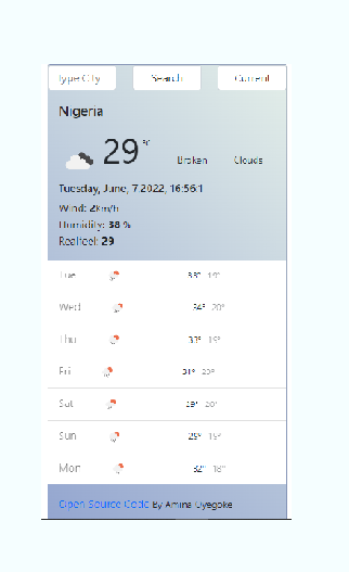  weather website project by Amina oyeke